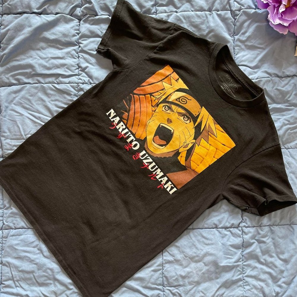 Naruto Uzumaki Men's Small or Boy's Youth XL Black Screaming T-Shirt